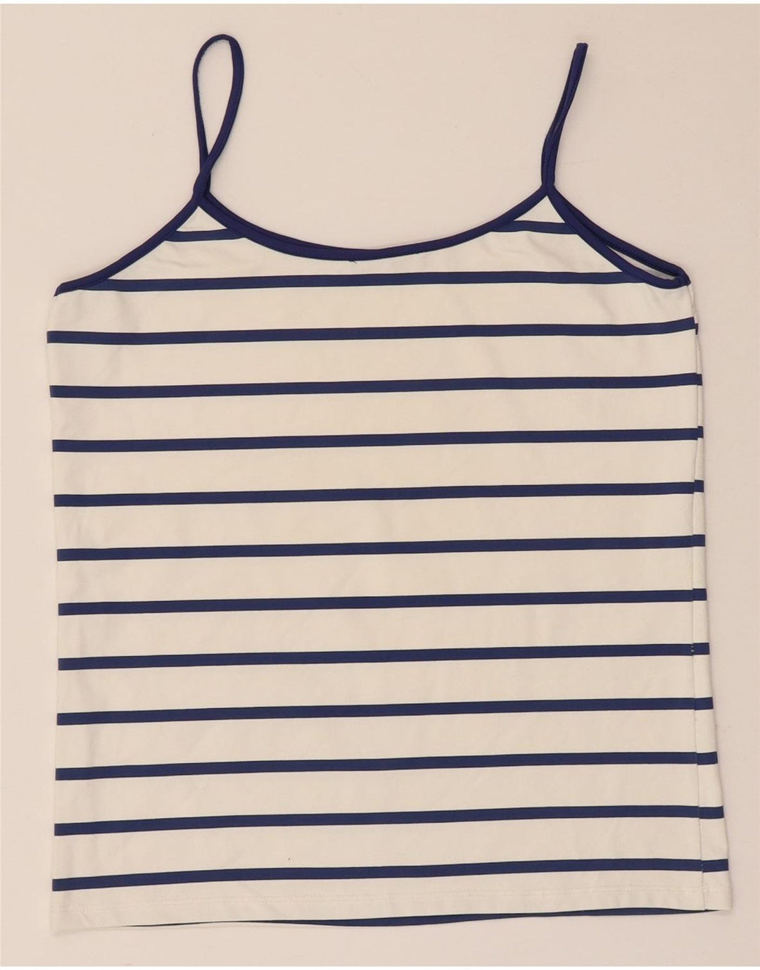 Zara Womens Cami Top UK 14 Large Blanc Rayé