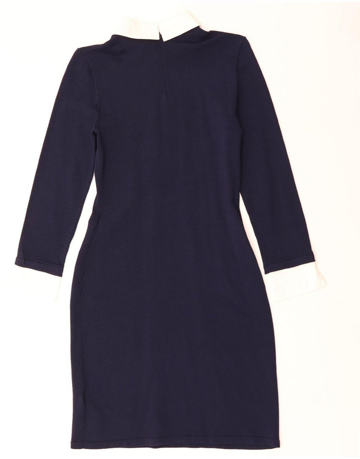 RALPH LAUREN Robe fourreau à manches longues pour femme UK 6 XS Nylon bleu marine