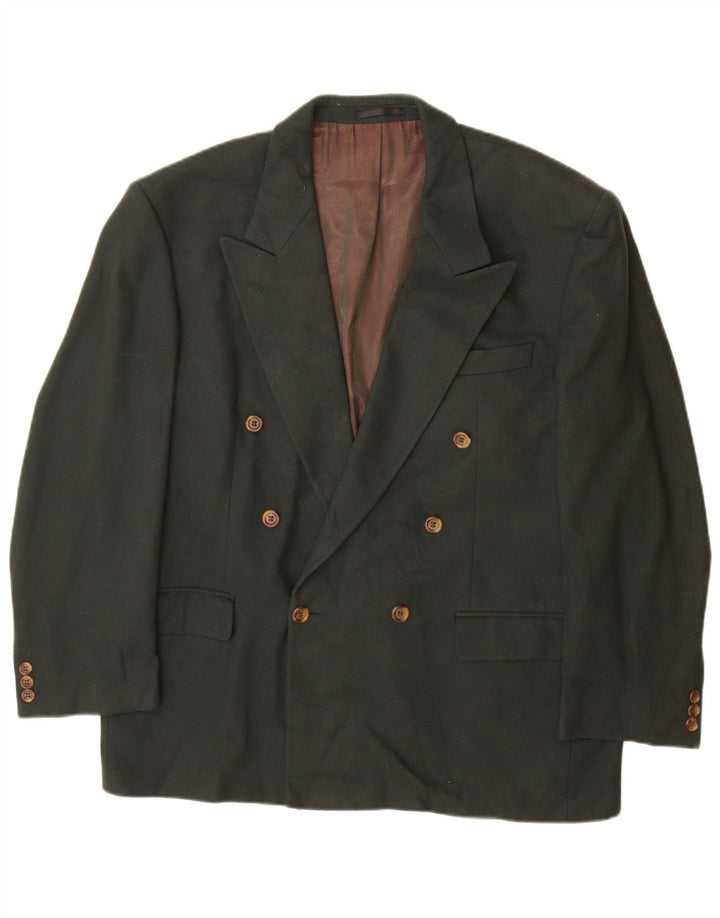 St Michael Veste Blazer Double Boutonnage Homme UK 42 XL Vert Laine Vierge
