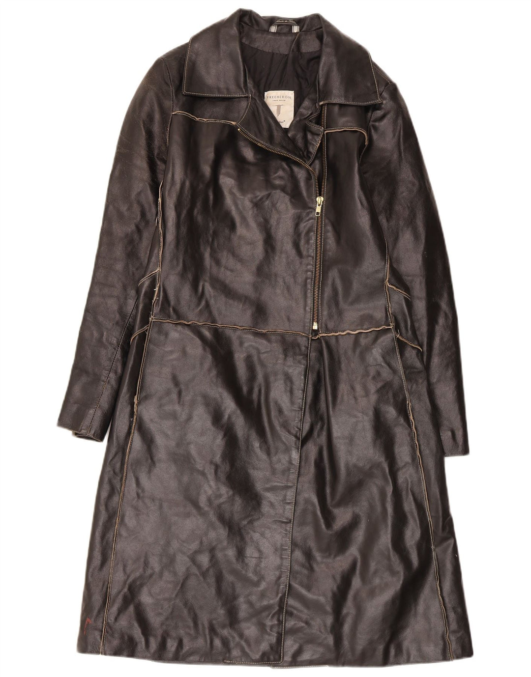 Conbipel Manteau Trench En Cuir Femme IT 42 Noir Moyen