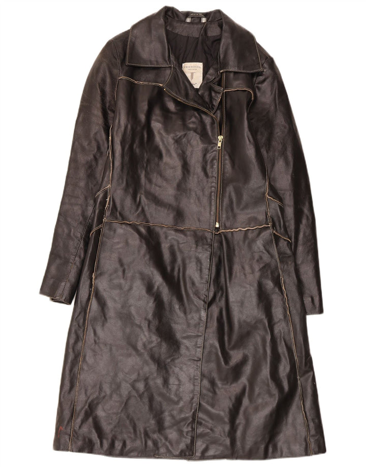 Conbipel Manteau Trench En Cuir Femme IT 42 Noir Moyen