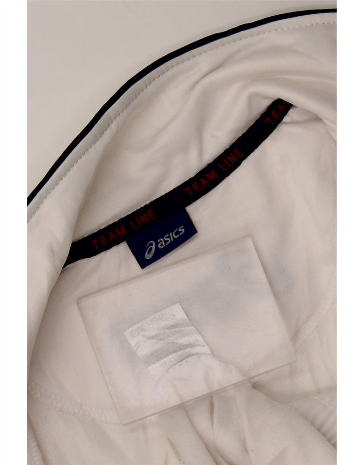 ASICS Veste de survêtement graphique pour homme en polyester color block blanc moyen