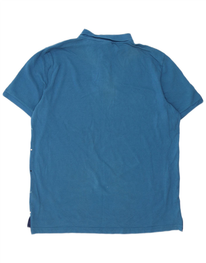 NIKE Polo Homme XL Bleu Rayé Coton
