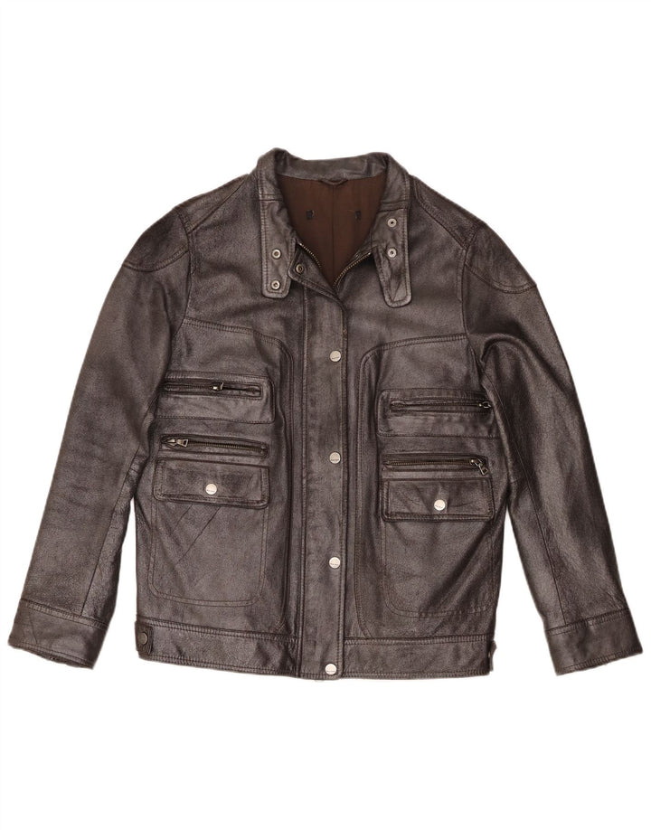 Marc Aurel Veste en cuir pour femme UK 14 Cuir noir moyen