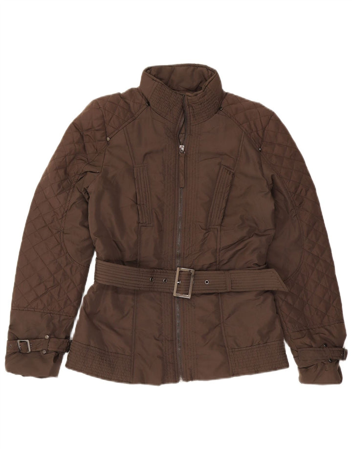 Zara Veste matelassée pour femme UK 16 Large Marron Polyester