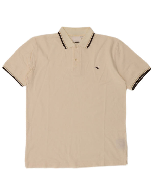 Diadora Mens Polo Shirt Large Off White Cotton