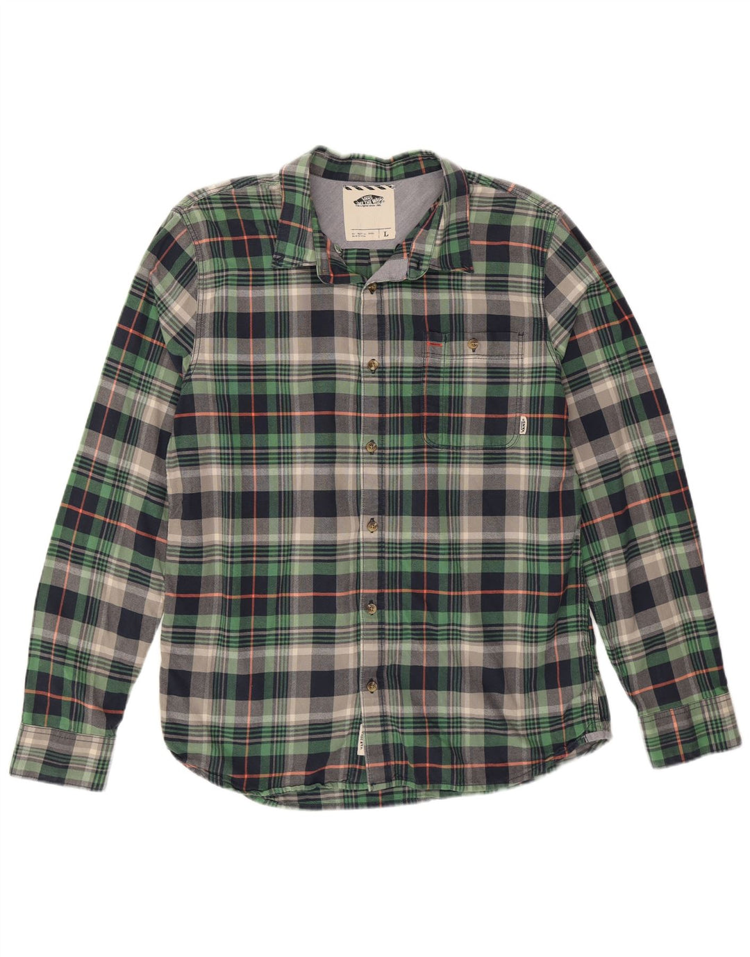 Vans Chemise en flanelle pour homme en coton à grands carreaux verts