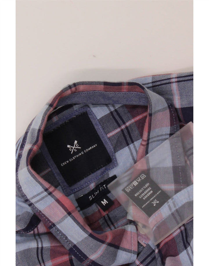 Crew Clothing Chemise Slim Fit en Flanelle pour Homme en Coton à Carreaux Bleu Moyen