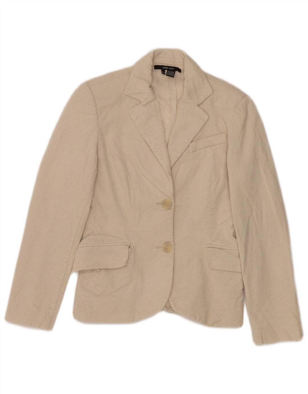 Zara Veste blazer en velours côtelé pour femme à 2 boutons EU 36 XS en coton blanc cassé