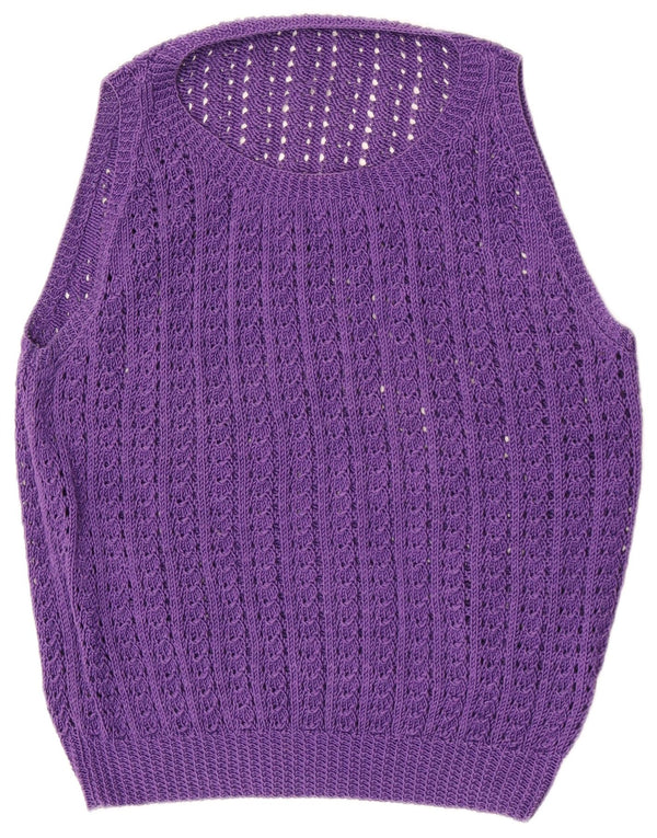 Vintage Womens See Through Vest Tank Top UK 16 Large Purple