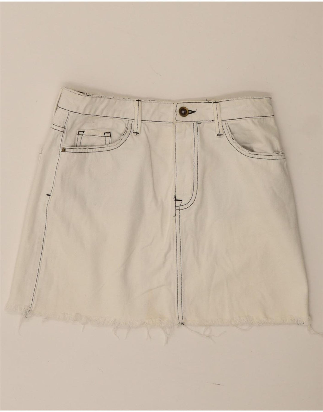 Zara Femme Mini Jupe En Jean Petit W27 Blanc