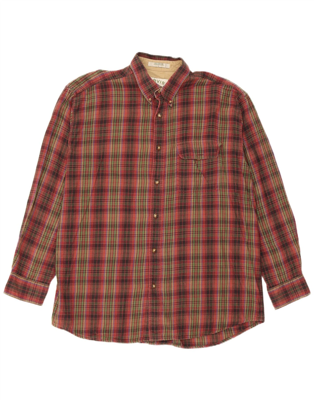 Orvis Chemise en flanelle pour homme en coton à grands carreaux rouges