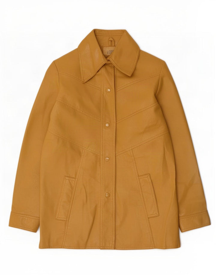 veste en cuir femme vintage UK 8 Petit Jaune
