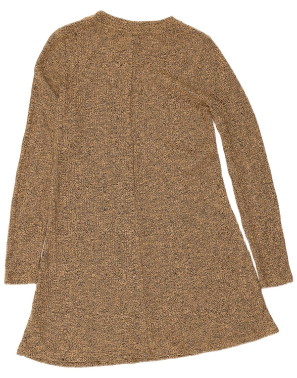 Topshop Robe pull à manches longues pour femme UK 40 Petit polyester moucheté beige