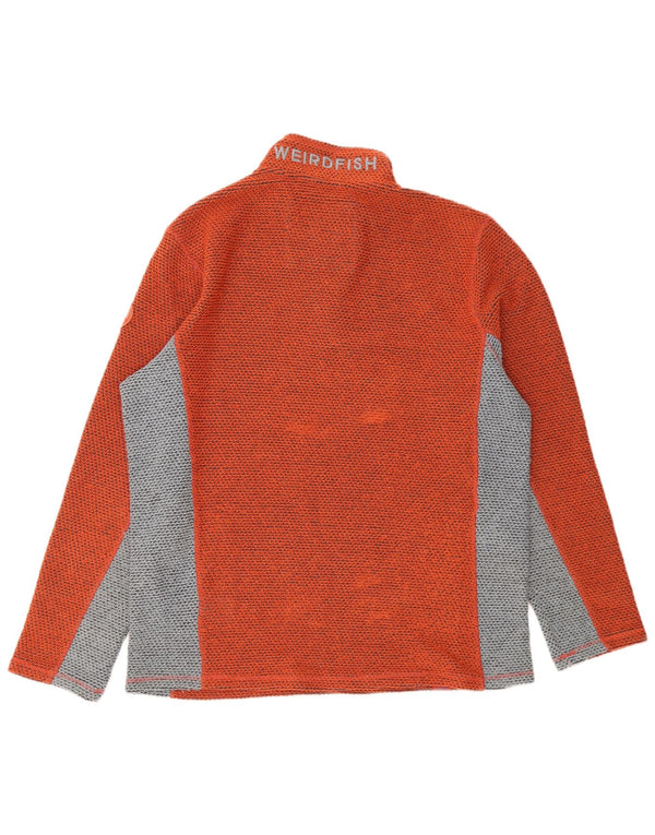Weird Fish Sweat-shirt à col zippé pour homme XL Orange Colorblock Acrylique