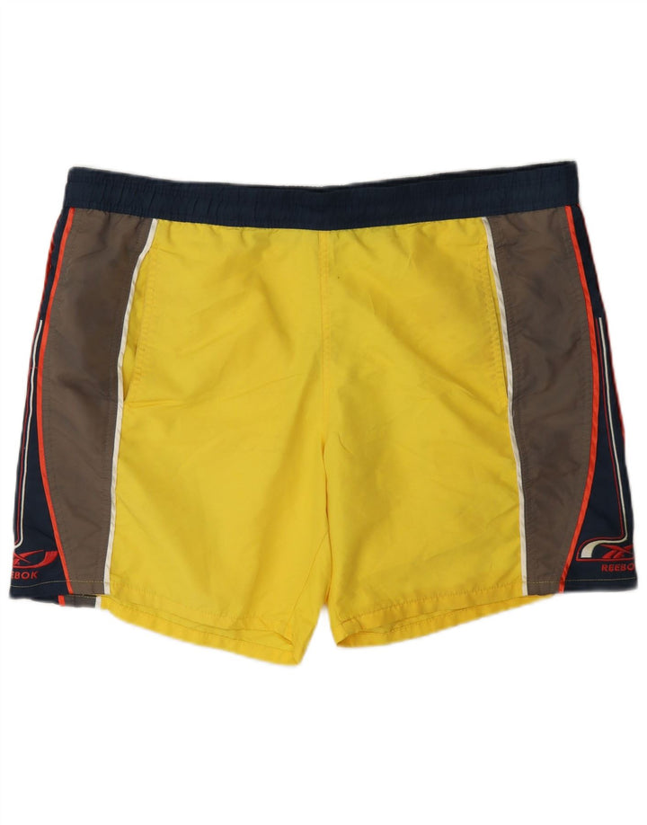 Reebok Short de Sport Large Homme Jaune Colorblock