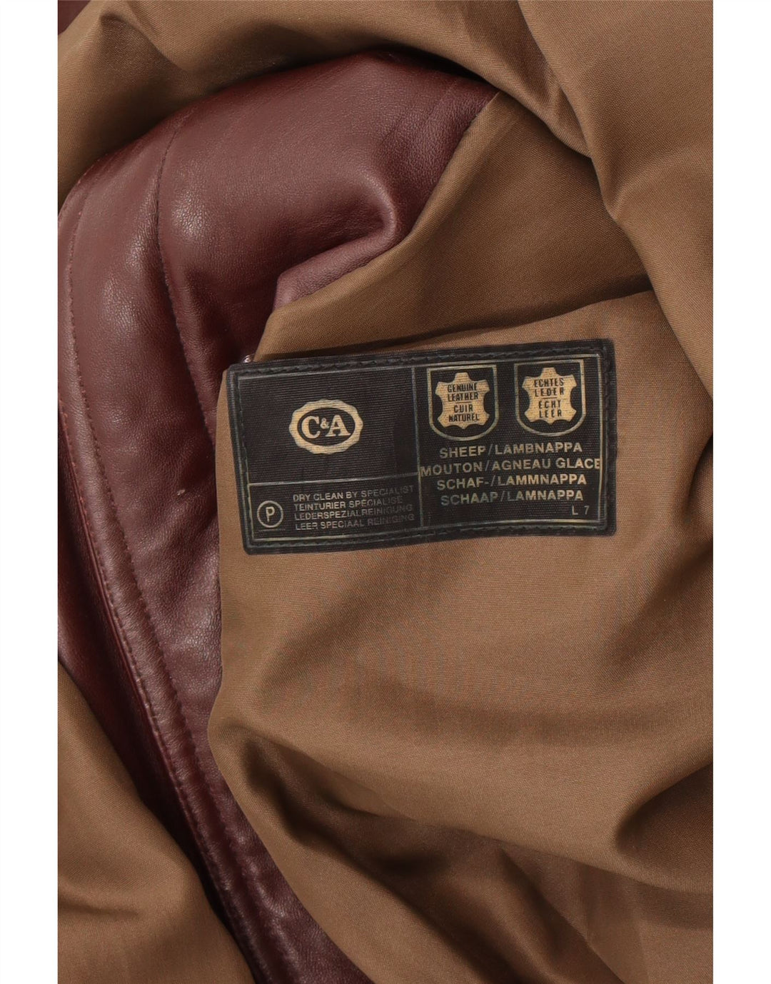 C & A Manteau en cuir militaire pour homme UK 40 Grand cuir marron