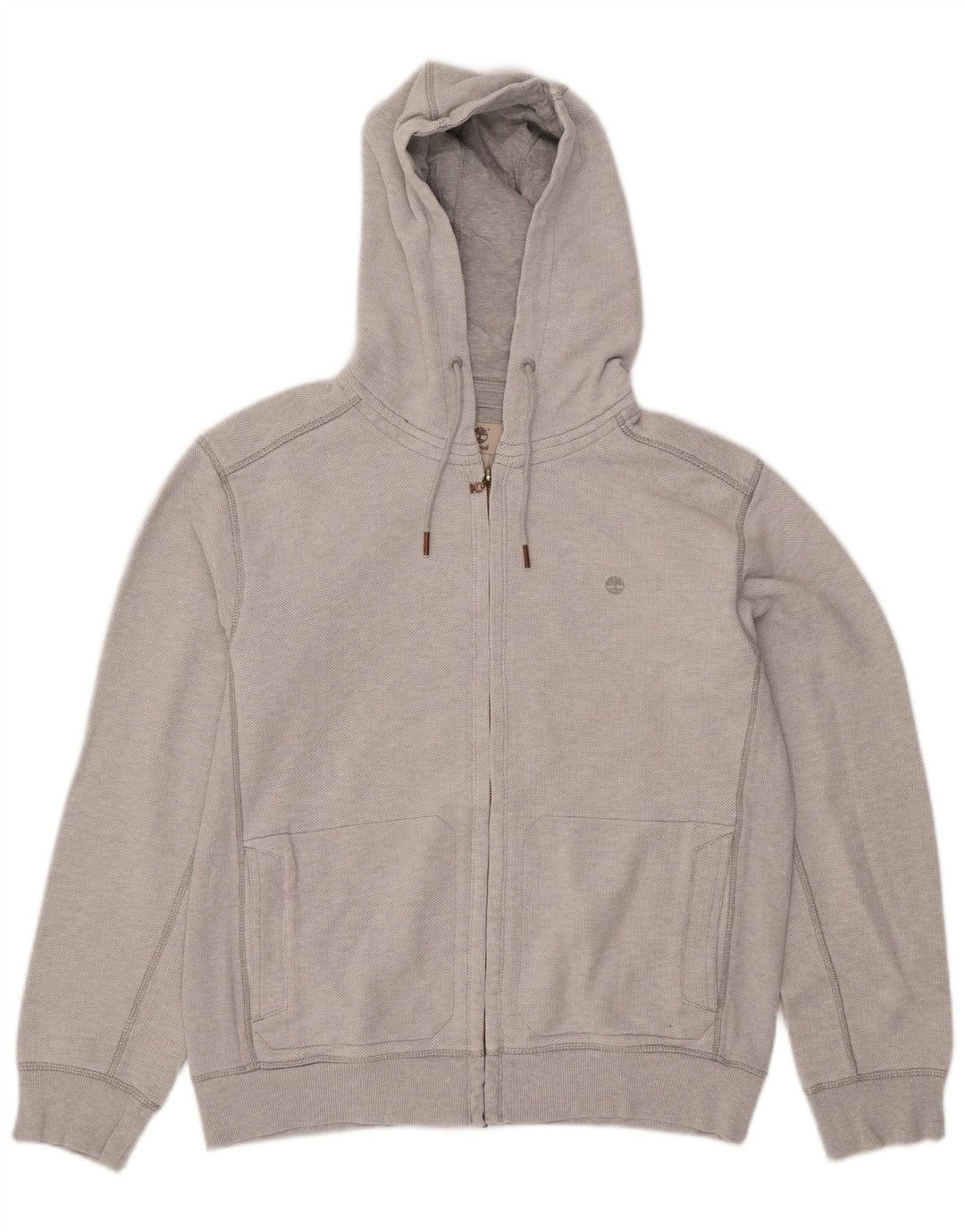 Timberland Pull à capuche zippé coupe régulière pour homme, grand coton gris