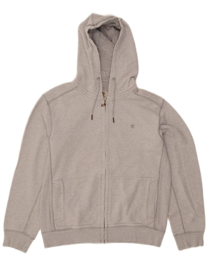 Timberland Pull à capuche zippé coupe régulière pour homme, grand coton gris
