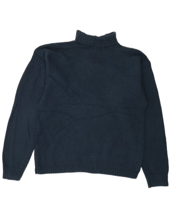 LEVI'S Womens Roll Neck Jumper Sweater UK 18 XL Navy Blue Lambswool