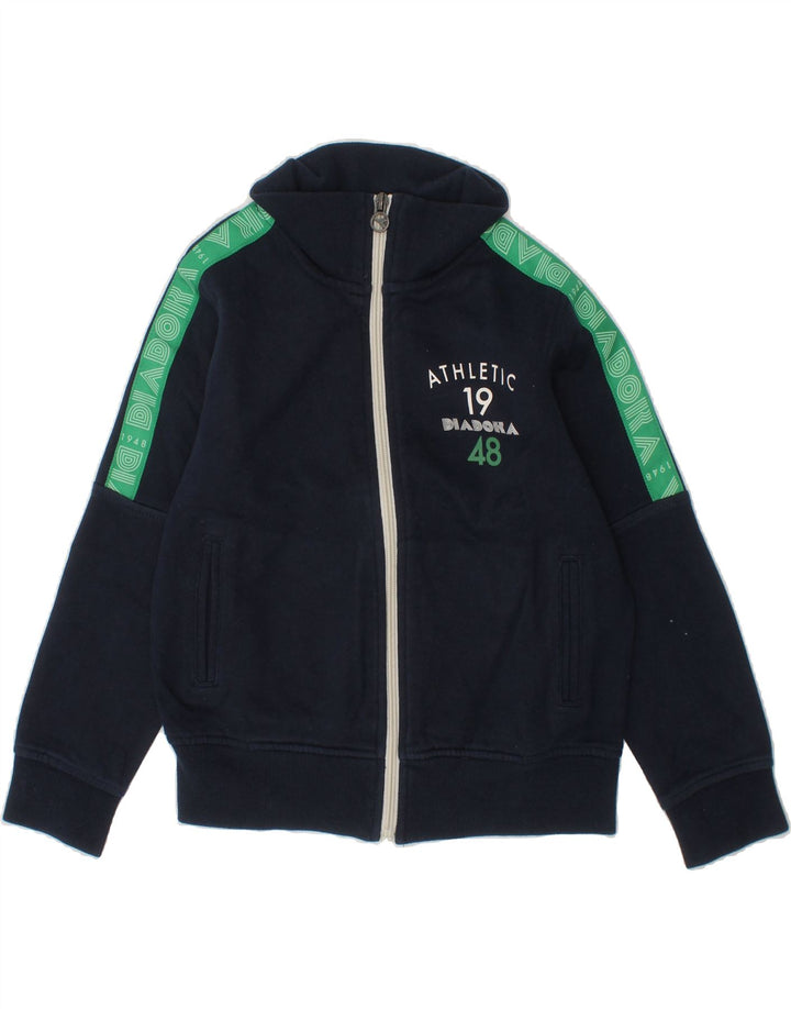 DIADORA Boys Tracksuit Top Jacket 5-6 Years Small Navy Blue Colourblock Vintage Diadora and Second-Hand Diadora from Messina Hembry 