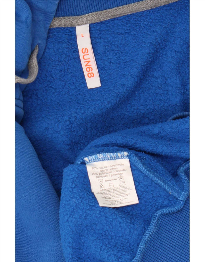 Sun68 Pull à capuche zippé pour homme en coton bleu Taille L