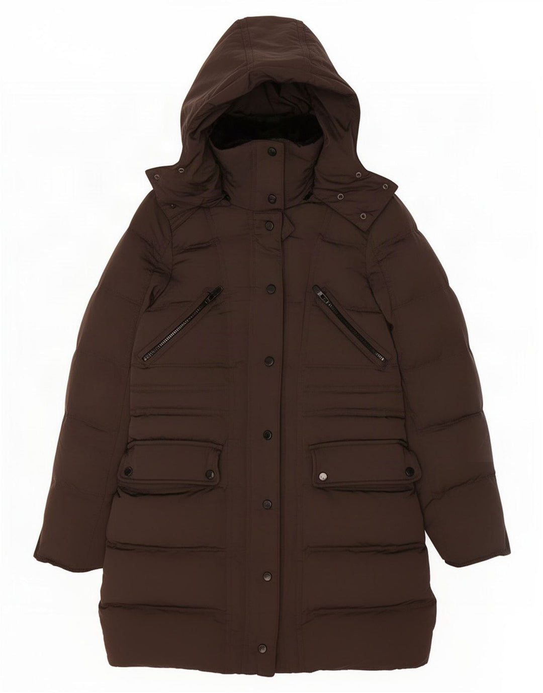 Zara Manteau rembourré à capuche pour femme UK 10 Small Gris Polyester