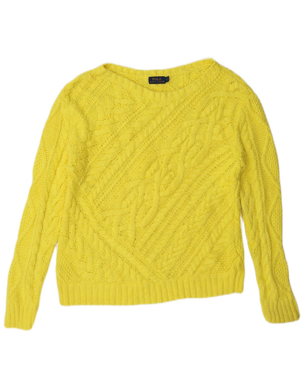 Polo Ralph Lauren Pull col bateau pour femme UK 16 Grand coton jaune