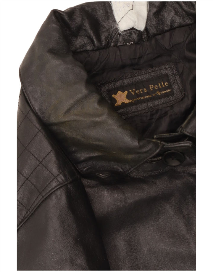 Manteau en cuir femme vintage IT 50 XL Cuir noir
