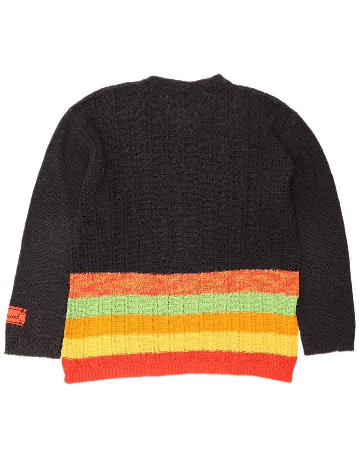 FOXHOUND Pull col en V pour homme en coton rayé noir