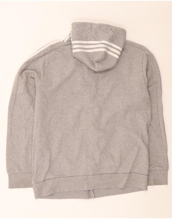 Adidas Mens Zip Hoodie Sweater Large Grey Flecked Cotton