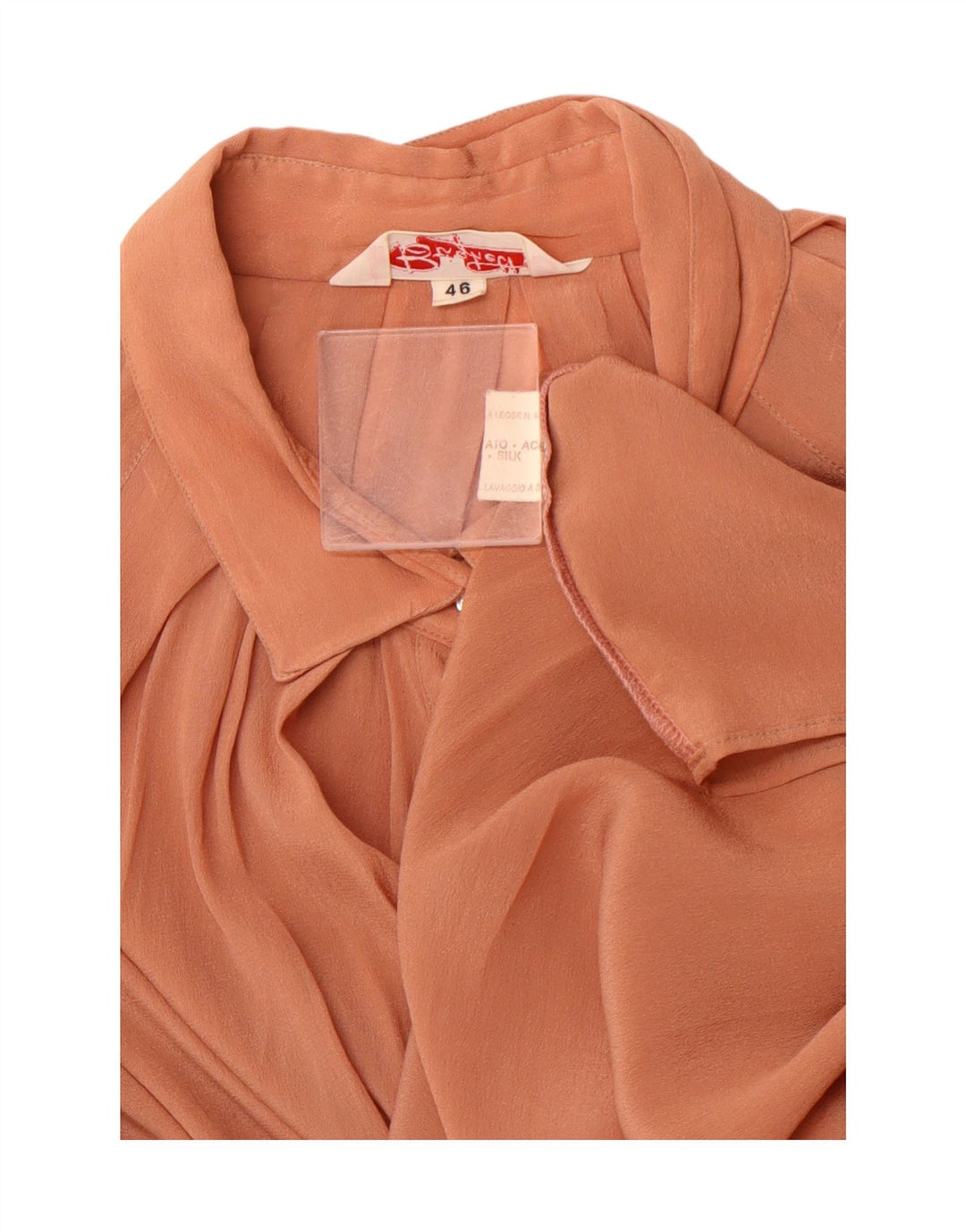 VINTAGE Chemisier à manches longues coupe ample pour femme IT 46 Large Marron