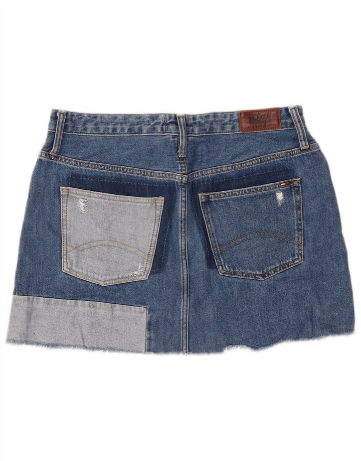 Tommy Hilfiger Mini jupe en jean pour femme Large W32 Bleu Patchwork Coton