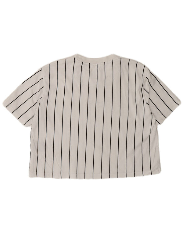 Karl Kani T-shirt court surdimensionné pour femme UK 6 XS Blanc rayé