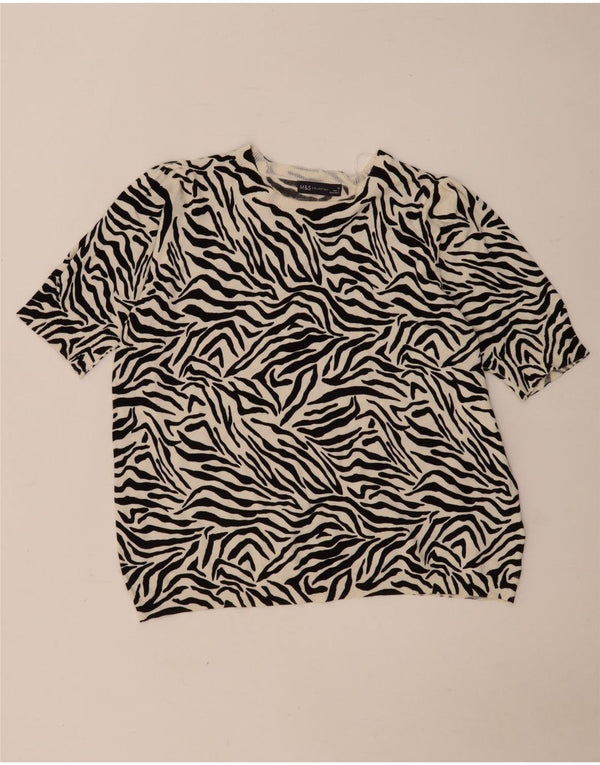 Marks & Spencer Chemisier Femme UK 18 XL Blanc Cassé Imprimé Animal Viscose