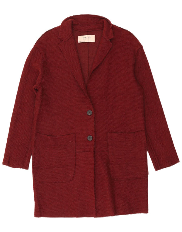 Zara Womens Longline Loose Fit Cardigan Pull UK 6 XS Rouge