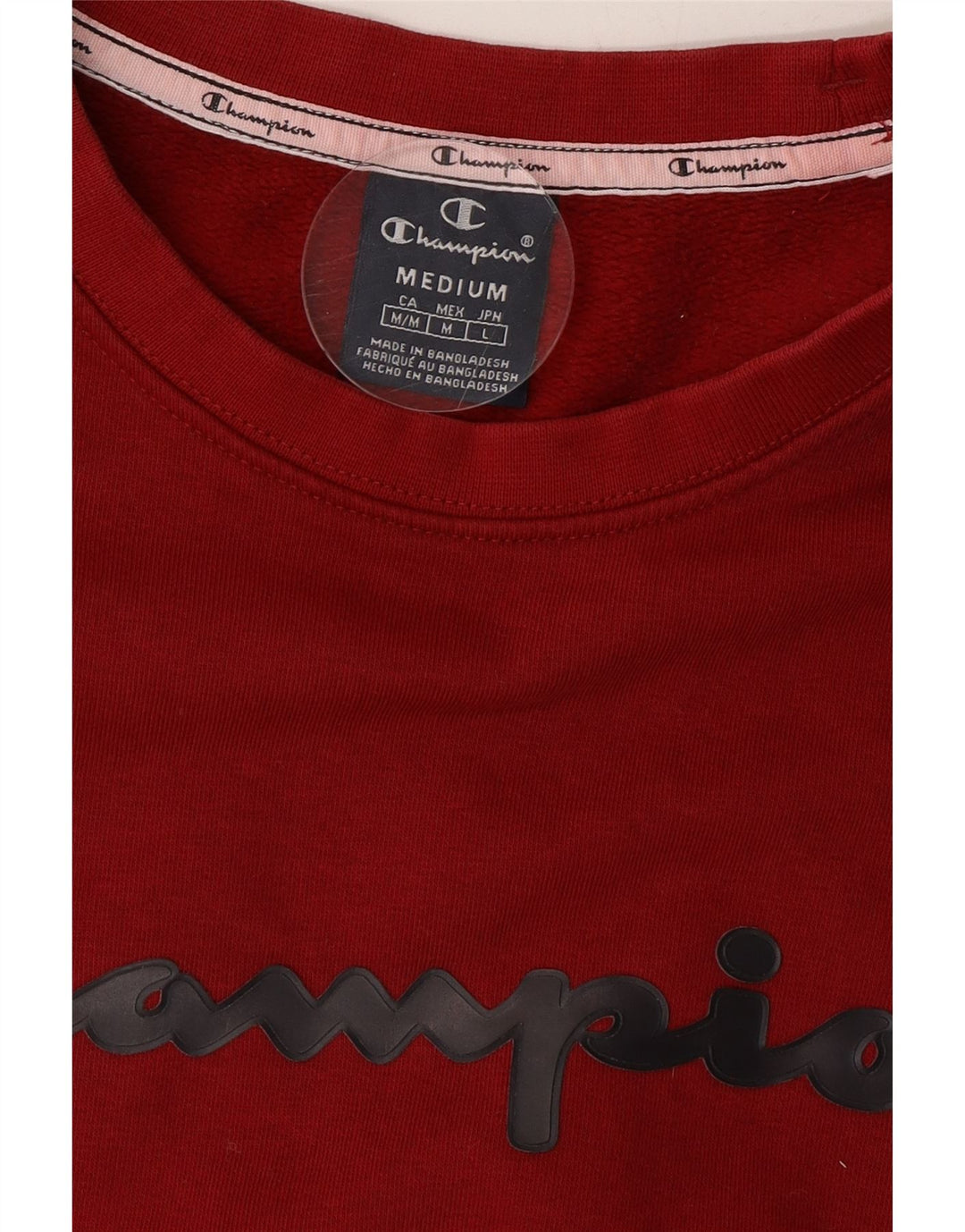 CHAMPION Mens Graphic Sweatshirt Jumper Medium Burgundy Cotton Vintage Champion and Second-Hand Champion from Messina Hembry 