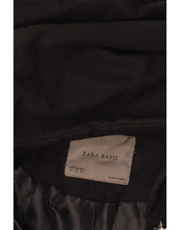 Zara Manteau coupe-vent à capuche pour femme UK 18 XL Noir Polyester