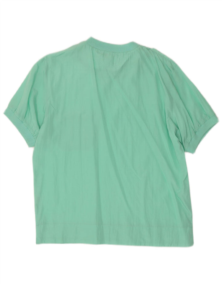 VINTAGE T-Shirt Homme Top Soie Turquoise Moyenne