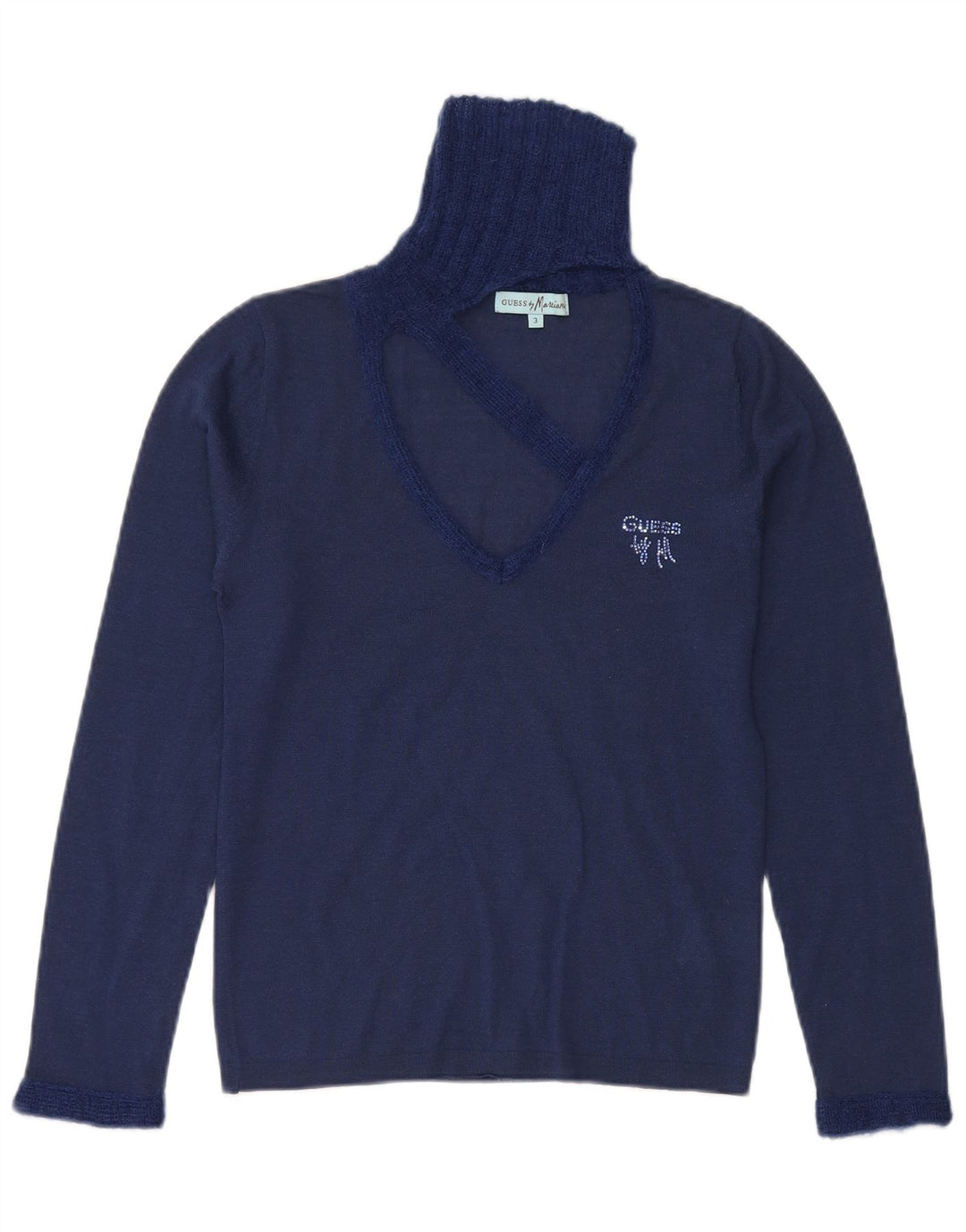 Guess Marciano Pull à col roulé pour femme US 3 Petite laine bleu marine