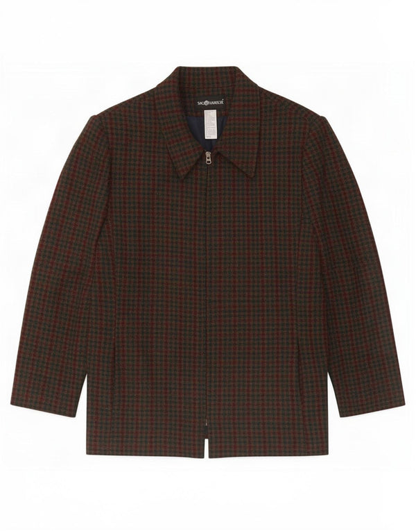 Sag Harbor Veste blazer zippée pour femme UK 18 XL Laine vichy verte