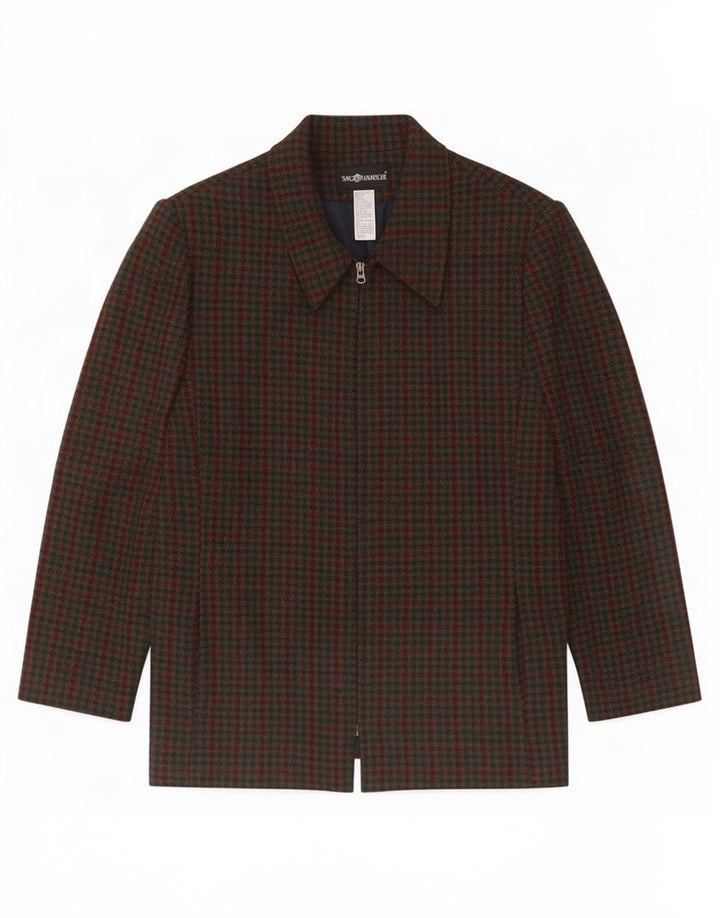 Sag Harbor Veste blazer zippée pour femme UK 18 XL Laine vichy verte
