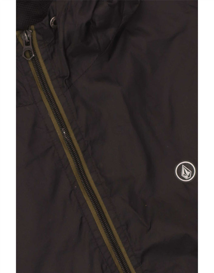 Volcom Veste de pluie à capuche pour homme UK 36 Small Noir Camouflage Nylon