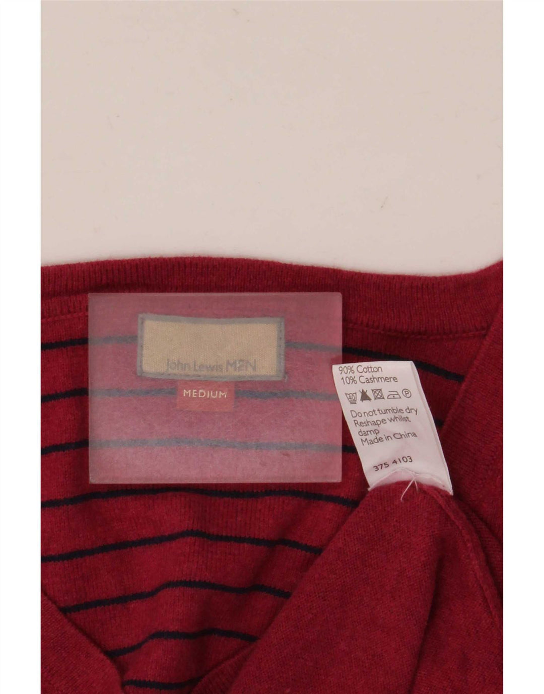 John Lewis Pull col V pour homme en coton rouge moyen