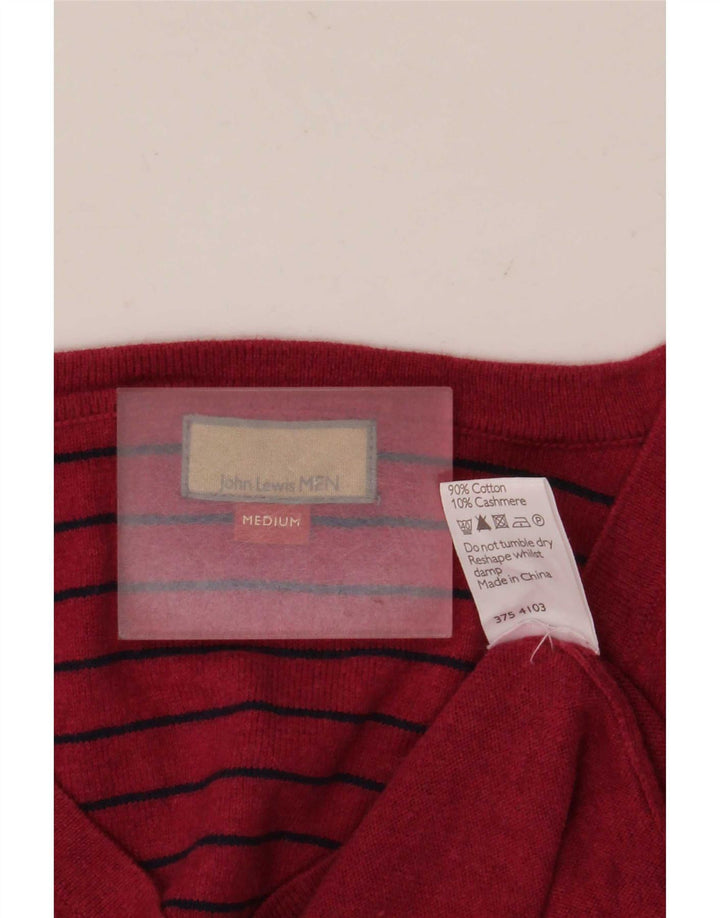 John Lewis Pull col V pour homme en coton rouge moyen
