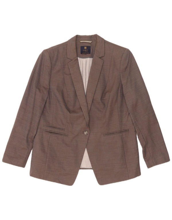 Marks & Spencer Veste Blazer 1 Bouton Femme UK 18 XL Gris Viscose