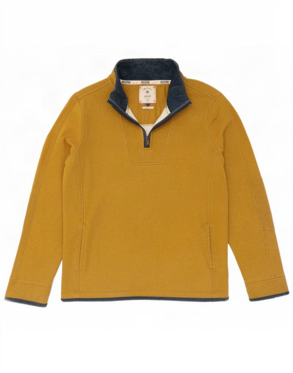 Fat Face Homme The Airlie Zip Neck Sweatshirt Jumper 2XL Jaune Coton