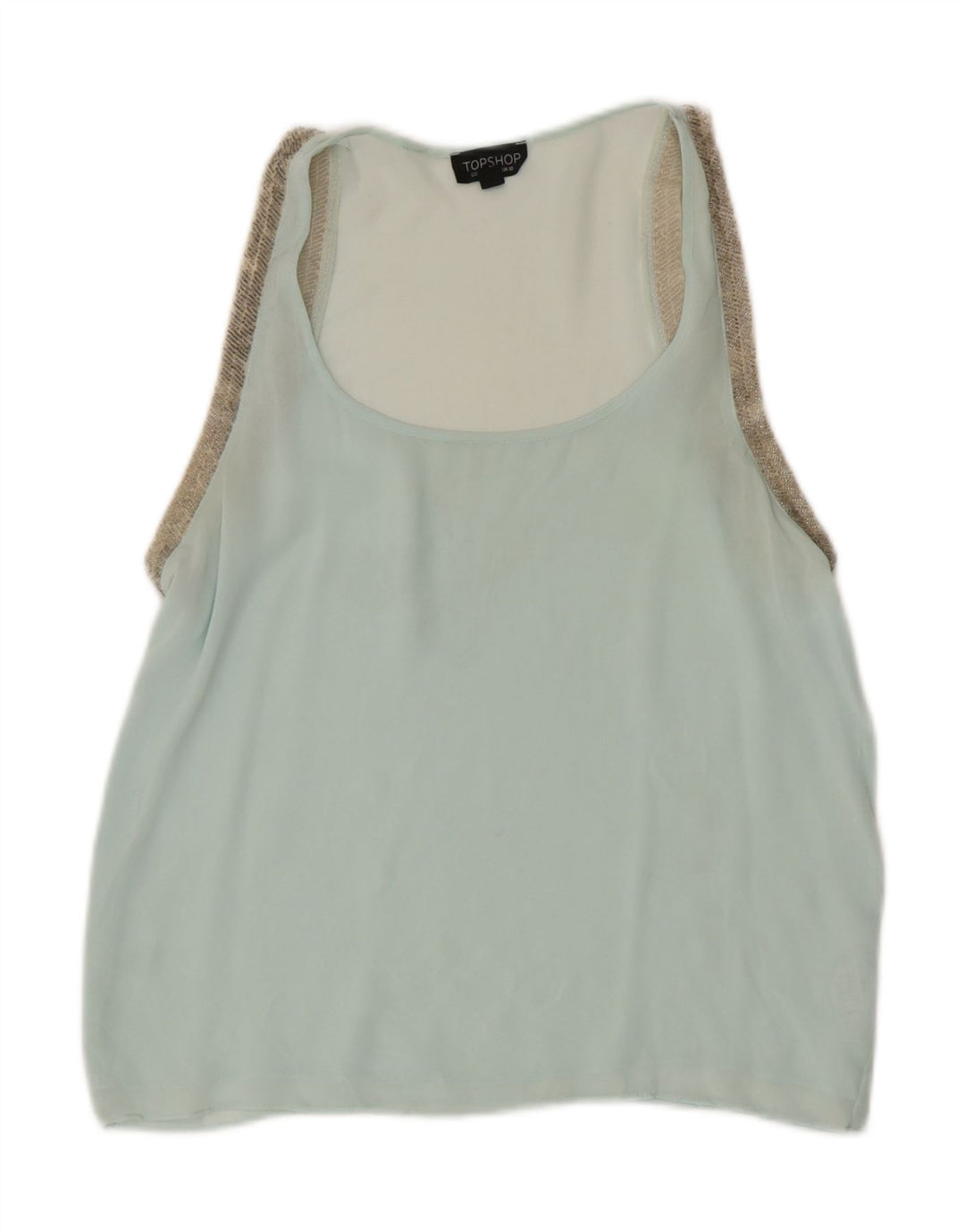 Topshop Chemisier sans manches pour femme UK 10 Petit Bleu Polyester