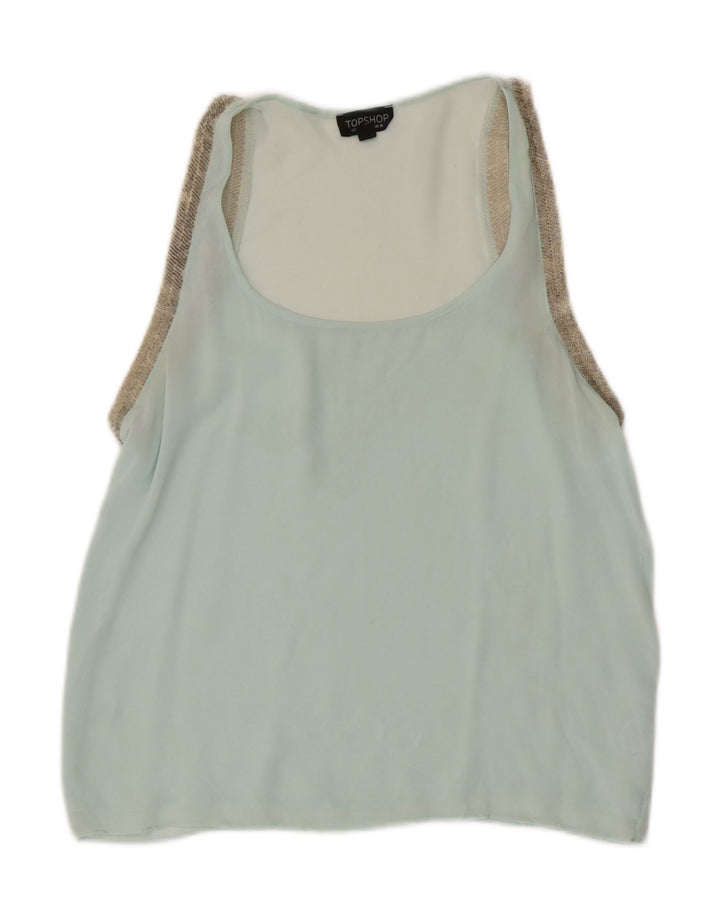 Topshop Chemisier sans manches pour femme UK 10 Petit Bleu Polyester