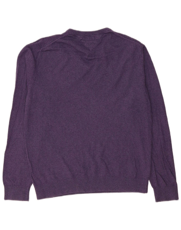 Tommy Hilfiger Pull col V pour homme XL Violet Coton